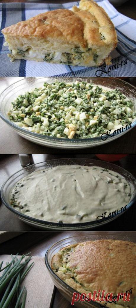 Заливной пирог с яйцом и зелёным луком | Домохозяйки