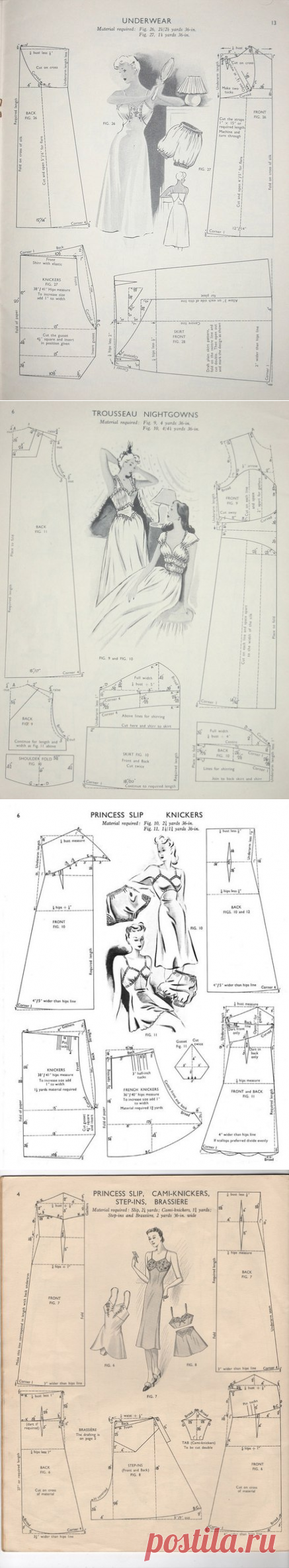 Простые выкройки | простые вещи. Винтажное женское белье - комбинации, будуарные платья, ночные сорочки, панталоны и бюстье.