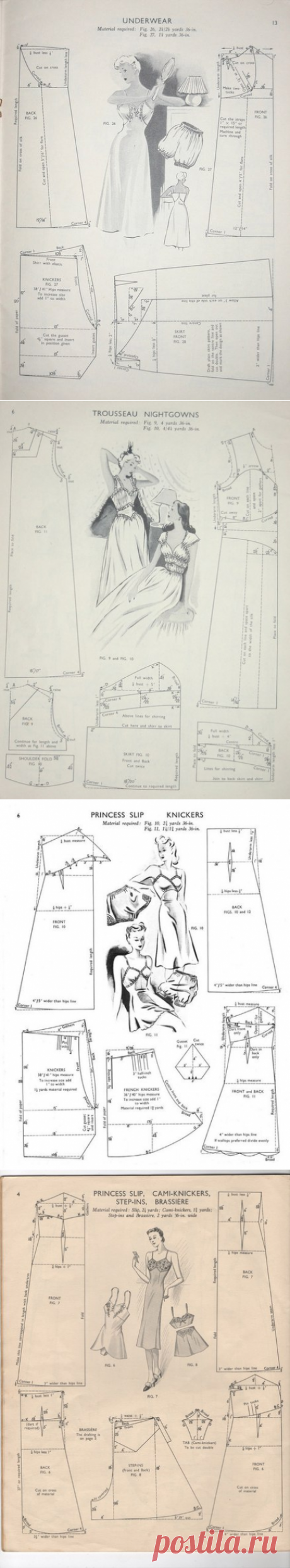 Простые выкройки | простые вещи. Винтажное женское белье - комбинации, будуарные платья, ночные сорочки, панталоны и бюстье.