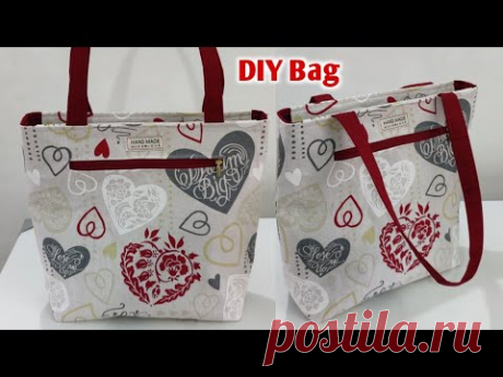 How to make tote bag | how to make cloth bags at home easy | shopping bag cutting and stitching