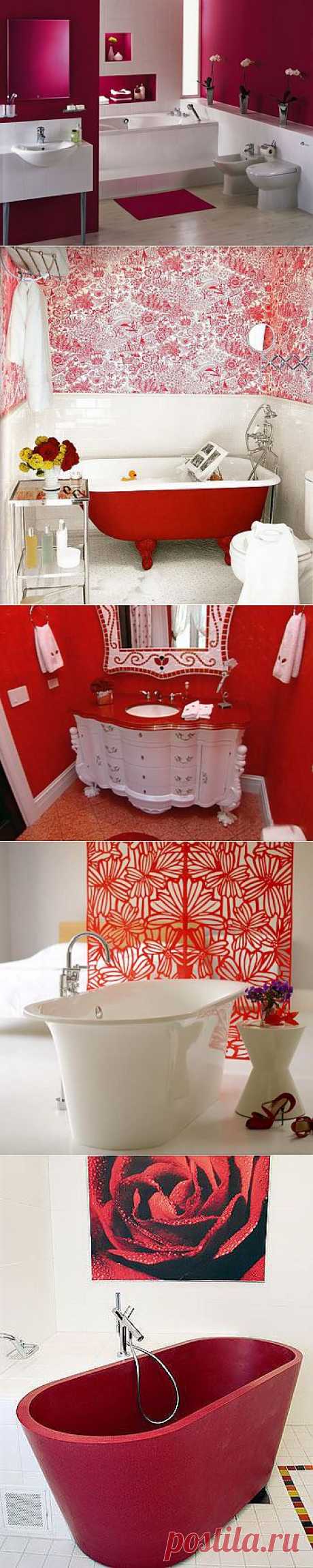 Красный цвет в дизайне ванной комнаты
