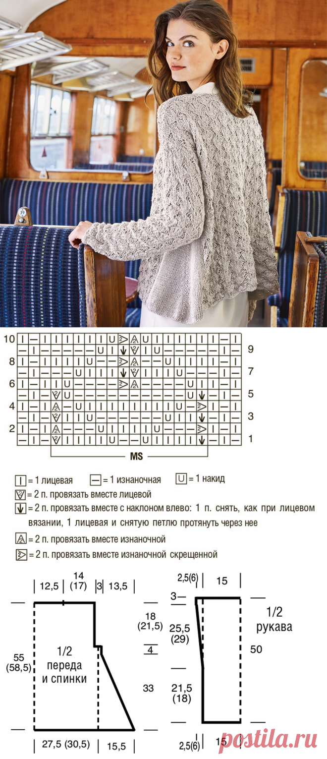 Ажурная туника с боковыми вставками - схема вязания спицами. Вяжем Туники на Verena.ru