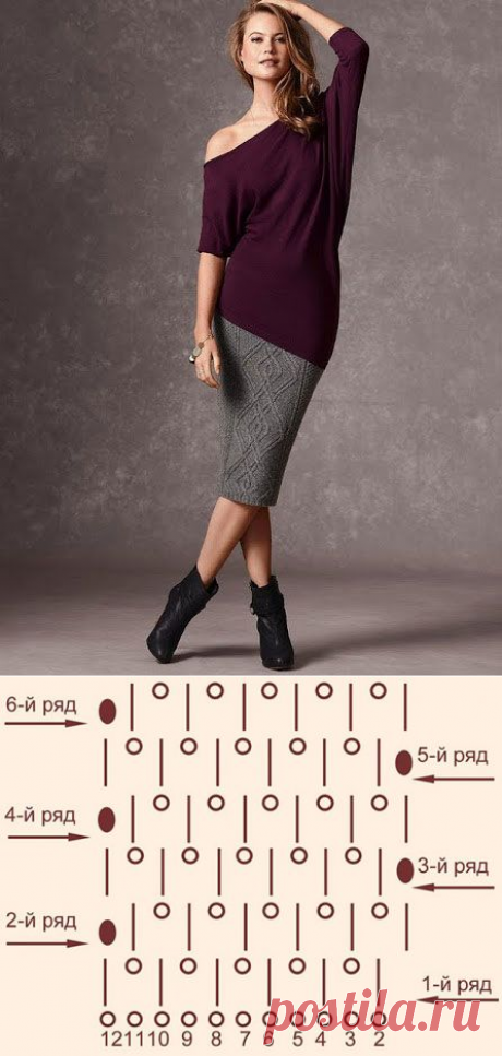 Стройнящая юбка от Victoria’s Secret спицами – схема вязания с описанием