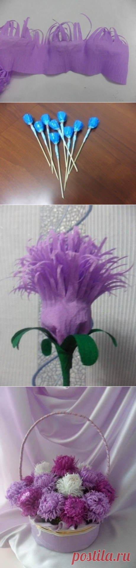 Корзинка с астрами из конфет