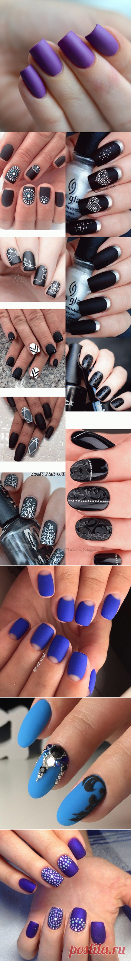 Модный матовый маникюр 2017-2018, красивый матовый маникюр - фото идеи