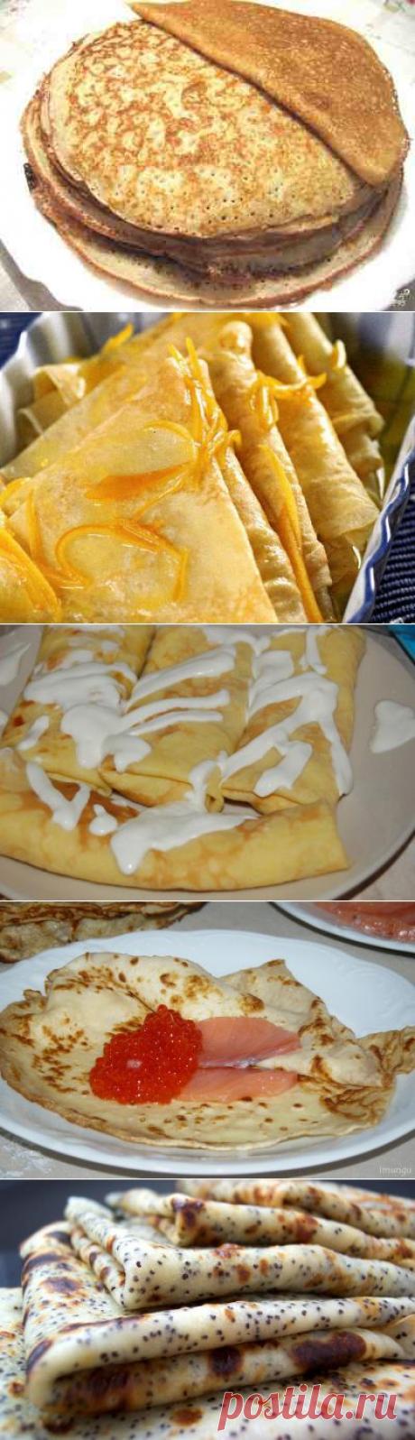 Рецепты блинов: без яиц, ореховые, по-французски, без опары, гречневые, с маком и др.