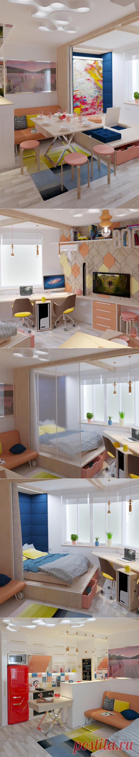 Как зонировать cтудию: бюджетный проект в Щербинке - InMyRoom.ru | Свежие идеи дизайна интерьеров, декора, архитектуры на InMyRoom.ru