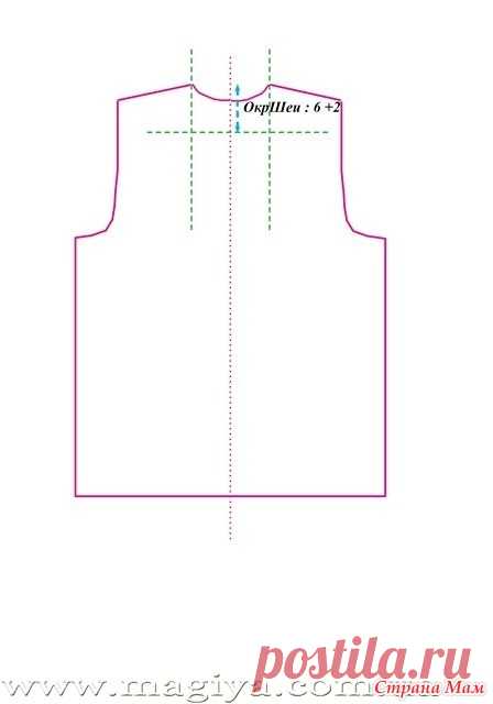 Ну, очень просто сделать выкройку для вязаных изделий самому Спинка  1. Рисуем прямоугольник на 1 листе – это будет спинка – высота прямоугольника = Длине изделия = 56 ширина прямоугольник = ОкрГруди : 44 2. Отметим центр вертикальной линией,