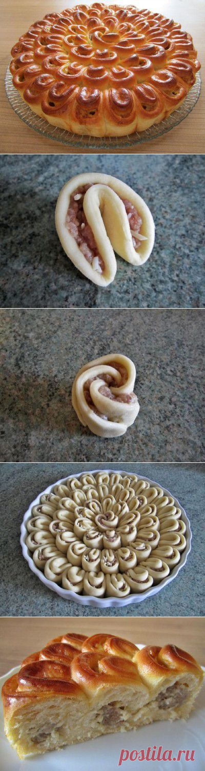 Мясной пирог «Хризантемка».
