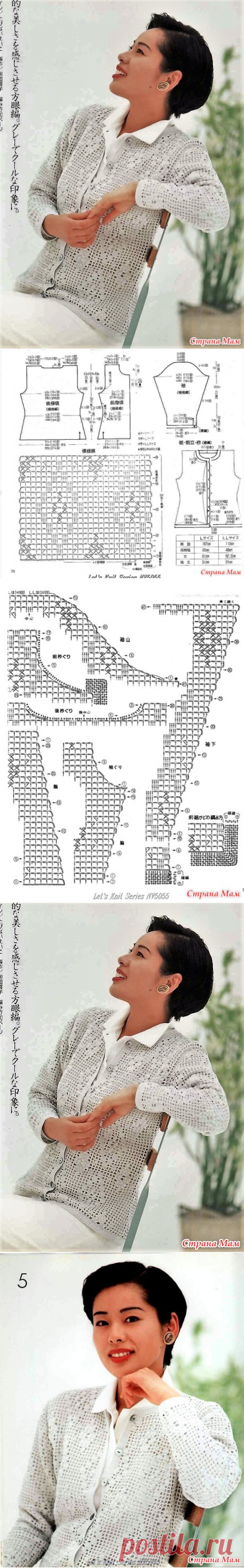 Ажурный жакет в технике филе. - ВЯЗАНАЯ МОДА+ ДЛЯ НЕМОДЕЛЬНЫХ ДАМ - Страна Мам