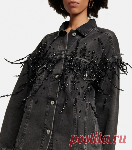 Embellished denim jacket in black - Miu Miu | Mytheresa