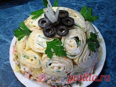 Салат "Оливье" с блинчиками
