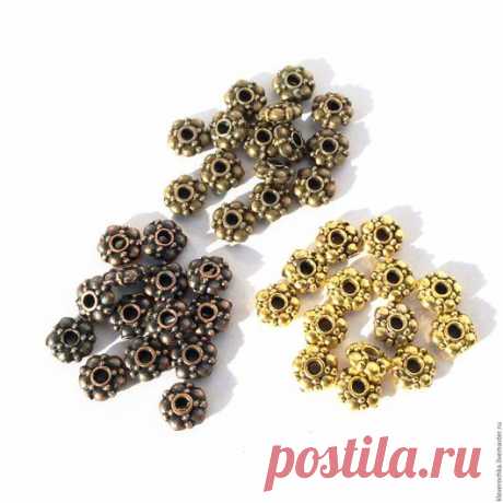 Купить 10 шт/ Бусины 6 мм 3 цвета спейсеры металл для украшений