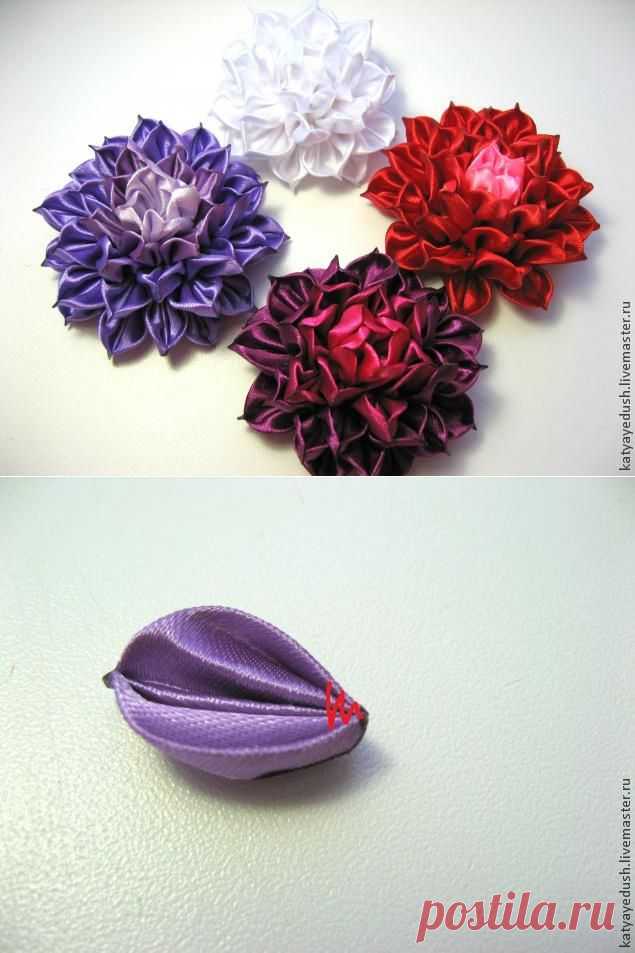 Мастер-Класс цветка из ткани в технике канзаши