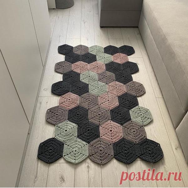 Коврик из шестиугольников крючком | otlicno.ru