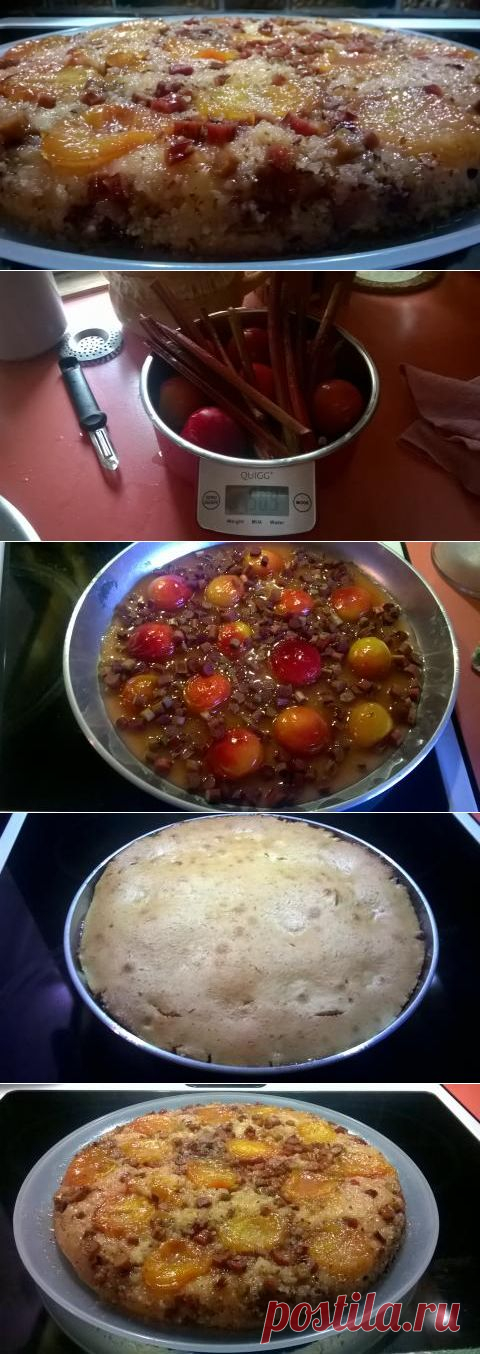 НАЛИВНОЙ ПИРОГ-ПЕРЕВЕРТЫШ СО СЛИВАМИ И РЕВЕНЕМ | 4vkusa.ru