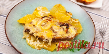 Свинина запечённая с картофелем и луком