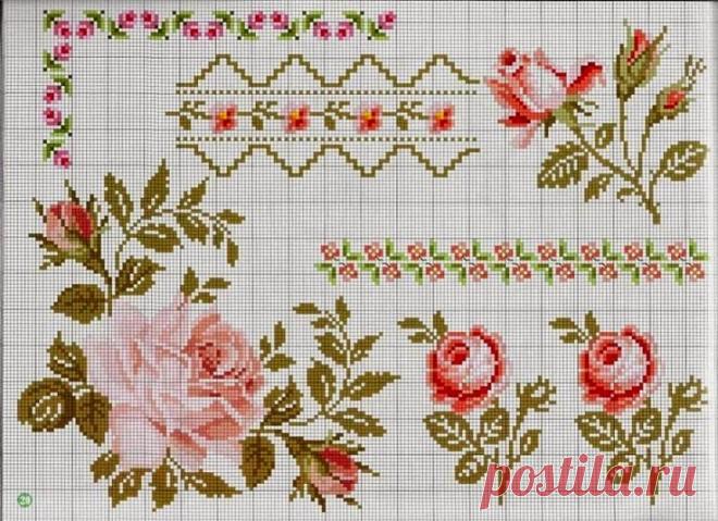 Вышивка крестом: розочки в стиле шебби-шик... и не только