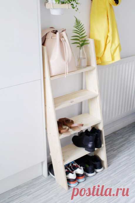 (243) DIY Ladder Shelf Shoe Storage (Design*Sponge)