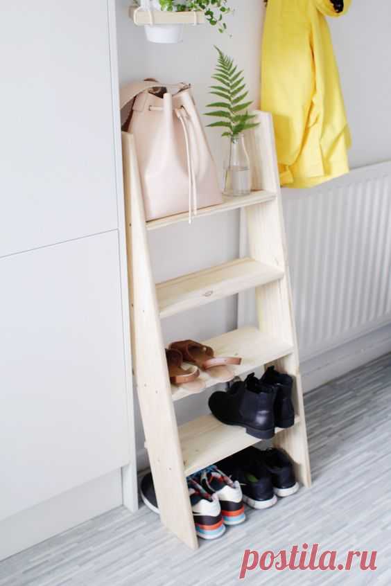 (243) DIY Ladder Shelf Shoe Storage (Design*Sponge)