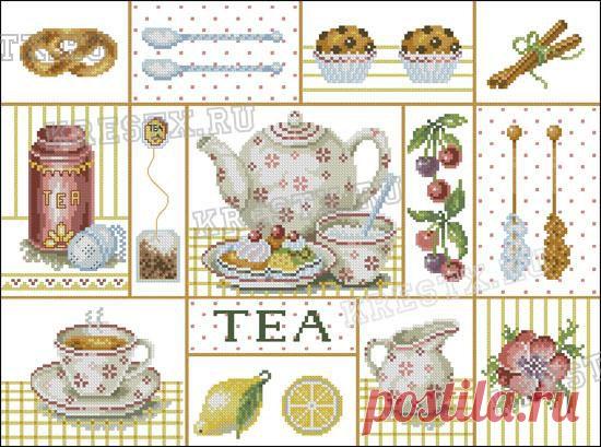 Скриншот схемы вышивки крестом 'Чайное ассорти' на Крест X.ru