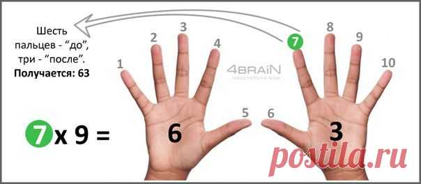 ТАБЛИЦА УМНОЖЕНИЯ НА 6, 7, 8, 9 И 10 НА ПАЛЬЦАХ