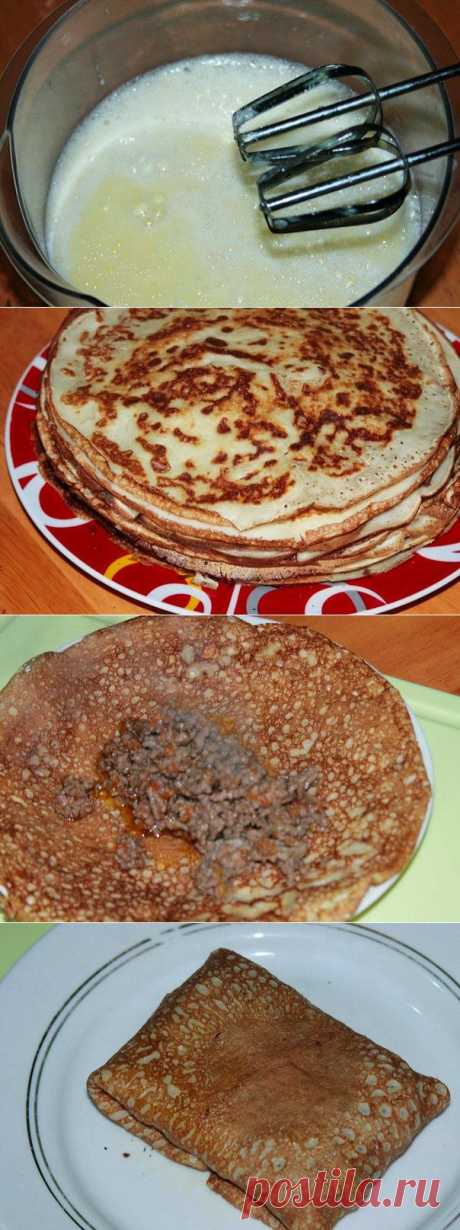 Блины на пиве с мясом
