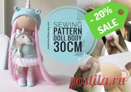 Sewing Pattern Doll Body 30 cm, 11" Tilda Doll Tutorial, Rag Doll Body, Interior Art Doll Handmade, Nursery Doll Body Sewing by Yulia K Interior Doll Body Sewing Pattern for Dolls by master Yula K.  Pattern uncludes Doll Body sewing tutorial.  Pattern is for 30 cm (11.9 inch) dolls by master Yulia K.  Pattern is made in PDF format: 5 pages, 17 photos + sewing pattern A4 size. Languages: English, Russian  Welcome to check all our