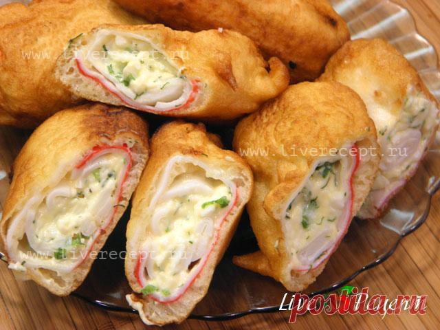 Фаршированные крабовые палочки в пивном кляре - рецепт с пошаговыми фото приготовления