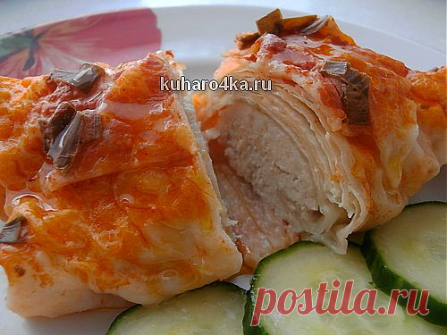 Конвертики из лаваша с начинкой - не только вкусно, но и быстро!.