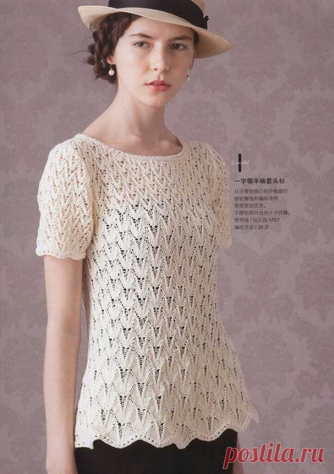 Ажурная кофточка спицами