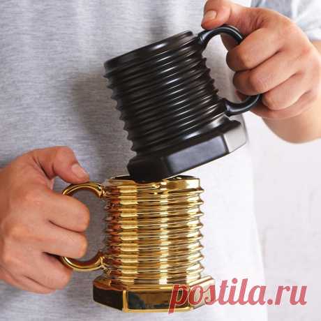 Керамические кофейные кружки в форме винта, фарфоровая Подарочная кружка, кружка для завтрака, молока, воды, питьевая чашка для дома, офиса, Рождественская чашка для мужчин, женщин, мужчин | Дом и сад | АлиЭкспресс