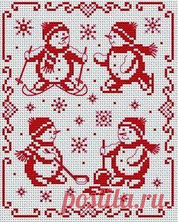 Новогодние мотивы. Схема вышивки.
