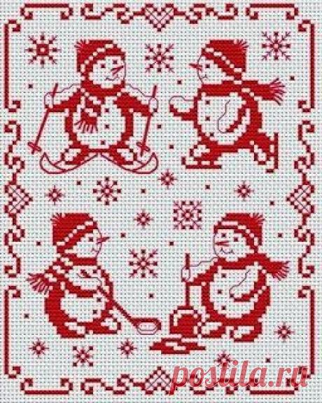 Новогодние мотивы. Схема вышивки.