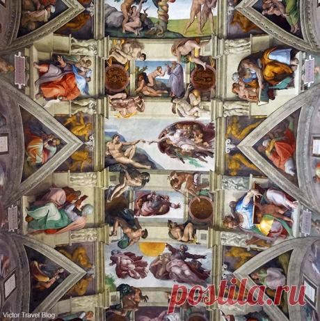 The ceiling of the Sistine Chapel. Vatican, Rome, Italy. Upon entering the Vatican museums, you will find yourself in front of the signboard showing two routes: a short and a long one. The first provides a faster tour to the destination spot, the Sistine Chapel (Latin: Sacellum Sixtinum; Italian: Cappella Sistina), which was painted by Michelangelo among the other masters. www.victortravelb...|Victor Tribunsky приколол(а) это к доске Bella Italia