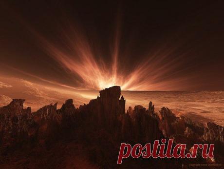 Кратер Гусева на Марсе. Когда-то тут приземлится марсоход &quot;Spirit MER2003&quot;. Панорама планеты после пыльной бури / Интересный космос