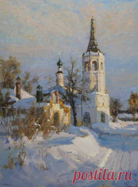 Художник Александр Александрович Прокопенко (р. 1979).
"Суздаль. Дорога к храму", 2018 г.