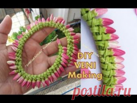 DIY Garland Veni using Fresh Flower BUDS- How to Make Veni/ Gajara without String