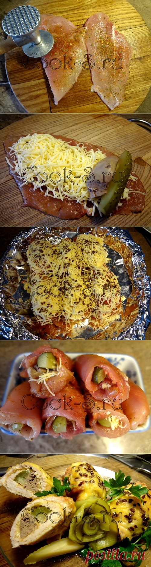 Куриные рулетики с начинкой - Пошаговый рецепт с фото | Блюда из курицы