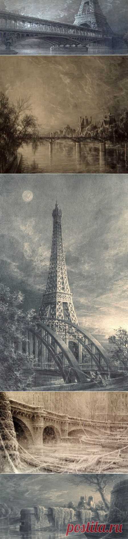 Сухая игла* художника Jean-Michel Mathieux-Marie. 
_______________
*Сухая игла - техника гравирования на металле, не использующая травление, а основанная на процарапывании острием твёрдой иглы штрихов на поверхности металлической доски.