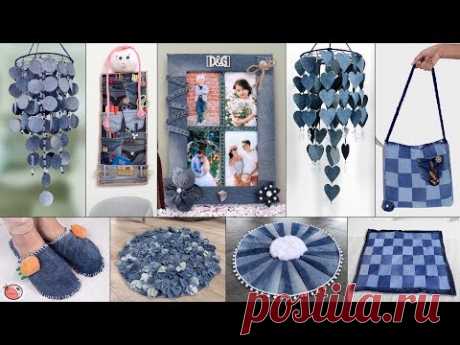21 Old Jeans Reuse Craft Idea !!! Old Clothes Room Decor || Wall Hanging, Doormat, Organizer