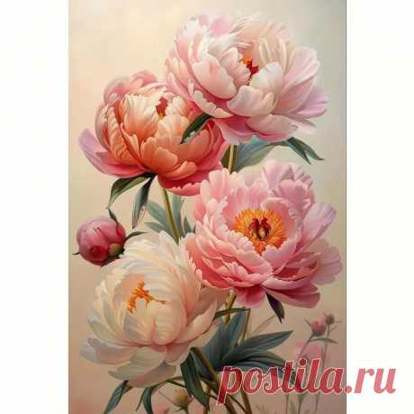 1 шт. Набор для вышивания крестиком с пионами 40x60 см/15 - Temu Moldova