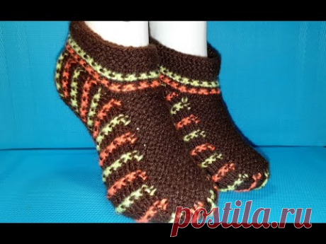#427.НЕОБЫЧНЫЙ СПОСОБ ВЯЗАНИЯ ТАПОЧЕК СПИЦАМИ.МАСТЕР КЛАСС. Knitted slippers. Master class.