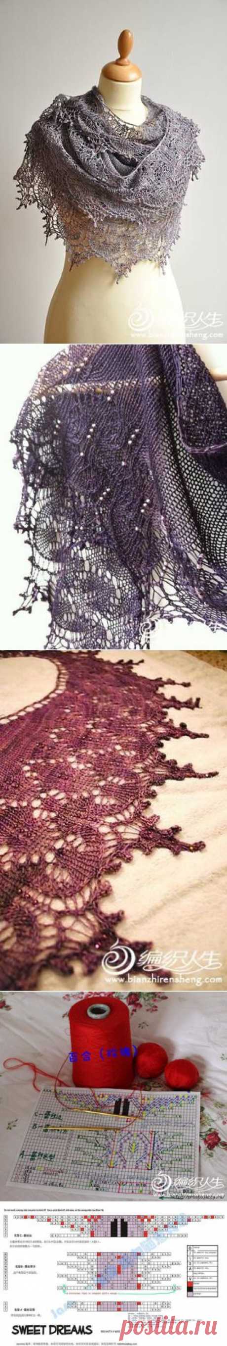 Вязаная шаль &quot;Sweet Dreams&quot; от Boo Knits - наслаждение легкостью