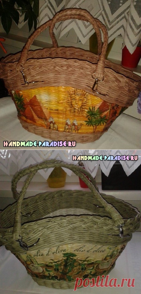 Плетение сумки из газетных трубочек