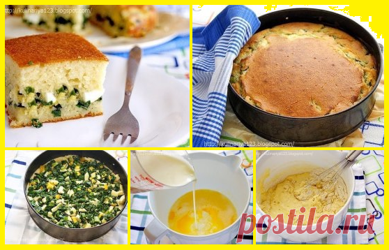 Быстрый заливной пирог с луком и яйцом