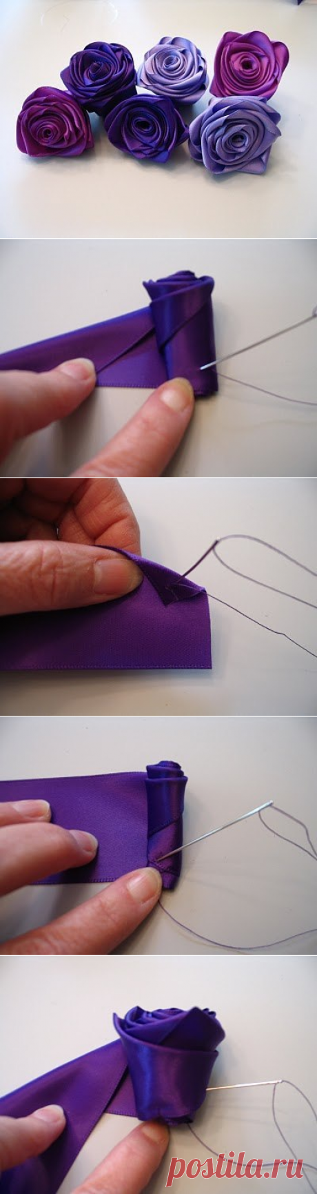 Розочка из лент — Сделай сам, идеи для творчества - DIY Ideas