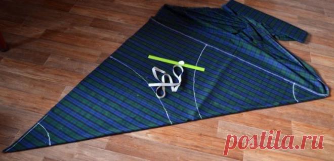​Выкраиваем юбку-полусолнце прямо на ткани