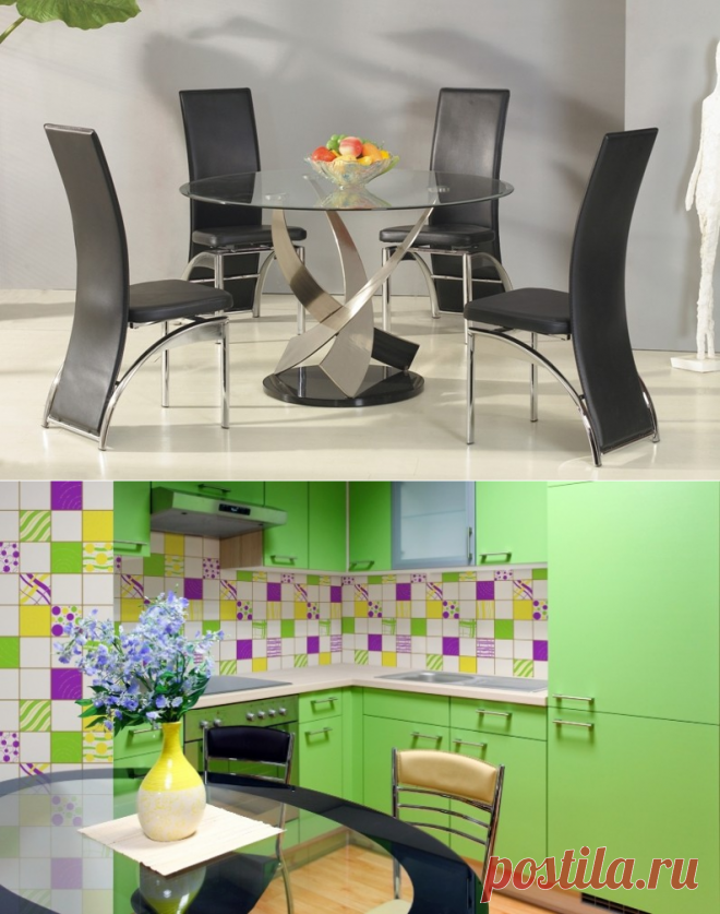 Круглый стеклянный стол для кухни