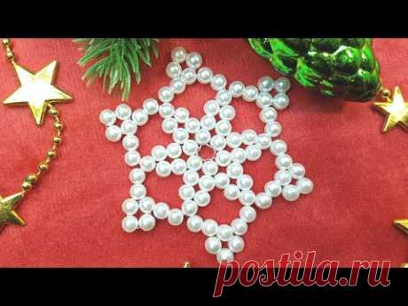 Pearl snowflake/Beaded snowflake/Снежинка из бисера/Как сделать @Sonysree Creations @Рукоделие ТV
